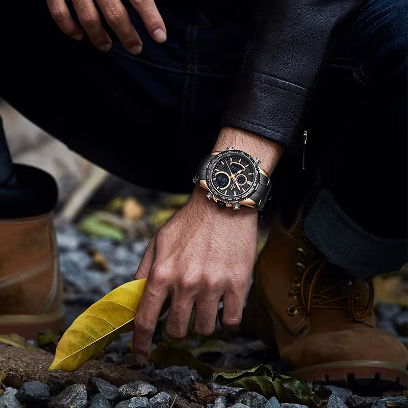 Fashion Men Watch Luxury Brand Sport Watch for Men Chronograph Quartz Wristwatch Military Waterproof Steel Band Clock