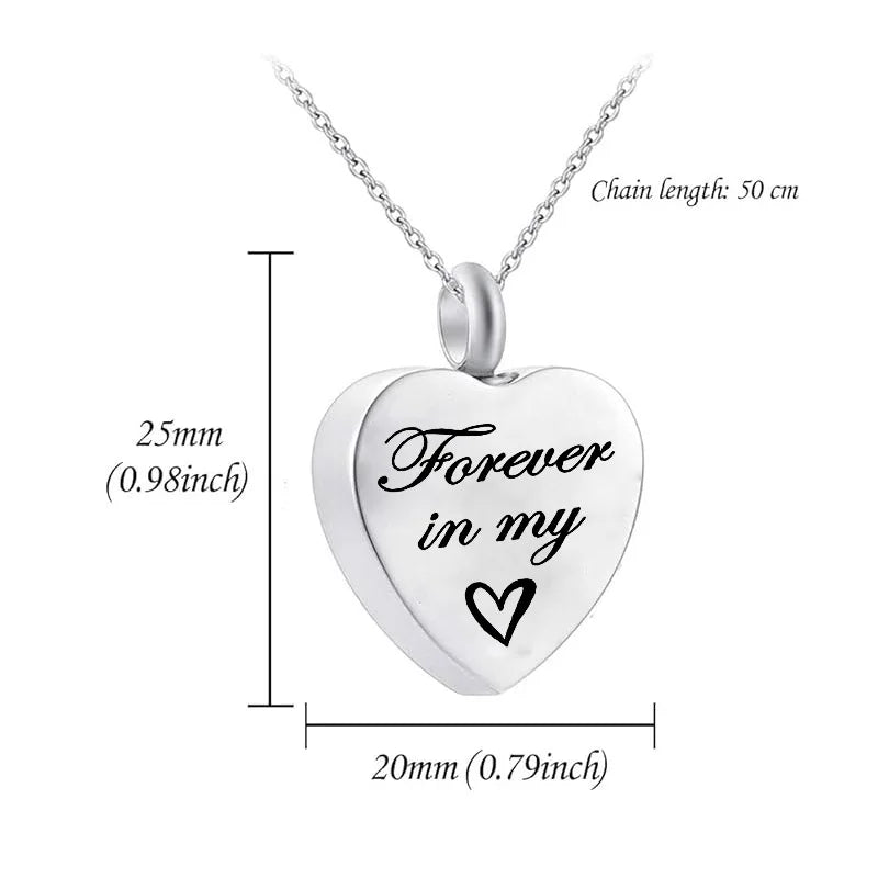 Engravable Ashes Commemorative Jewelry Cremation Pendant Will always Be in My Heart Commemorative Jewelry Pendant Necklace