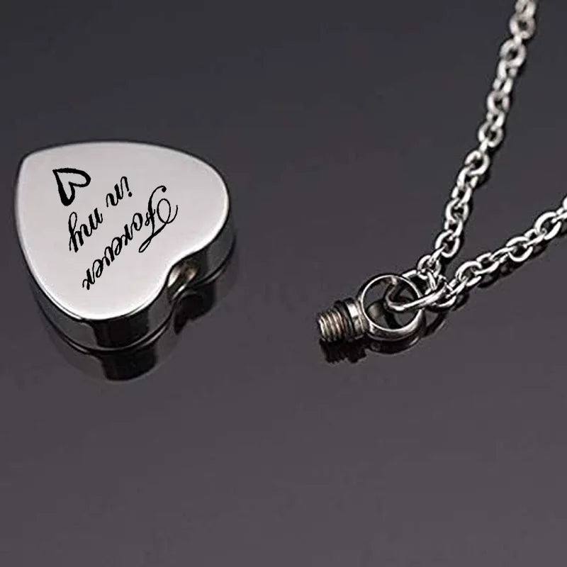Engravable Ashes Commemorative Jewelry Cremation Pendant Will always Be in My Heart Commemorative Jewelry Pendant Necklace