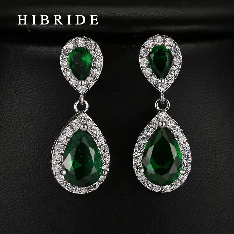Fashion Jewelry Fashion Red Cubic Zirconia Earrings Women Jewelry , Classic Crystal Drop Earrings For Women Gifts Bijoux E-220
