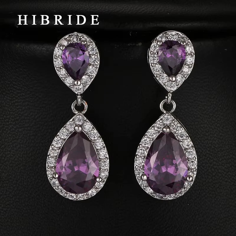 Fashion Jewelry Fashion Red Cubic Zirconia Earrings Women Jewelry , Classic Crystal Drop Earrings For Women Gifts Bijoux E-220