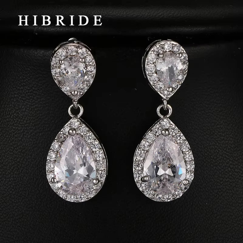 Fashion Jewelry Fashion Red Cubic Zirconia Earrings Women Jewelry , Classic Crystal Drop Earrings For Women Gifts Bijoux E-220